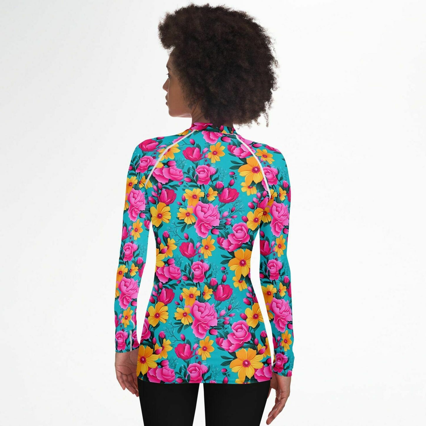 Bright Pink Floral Women's Rashguard