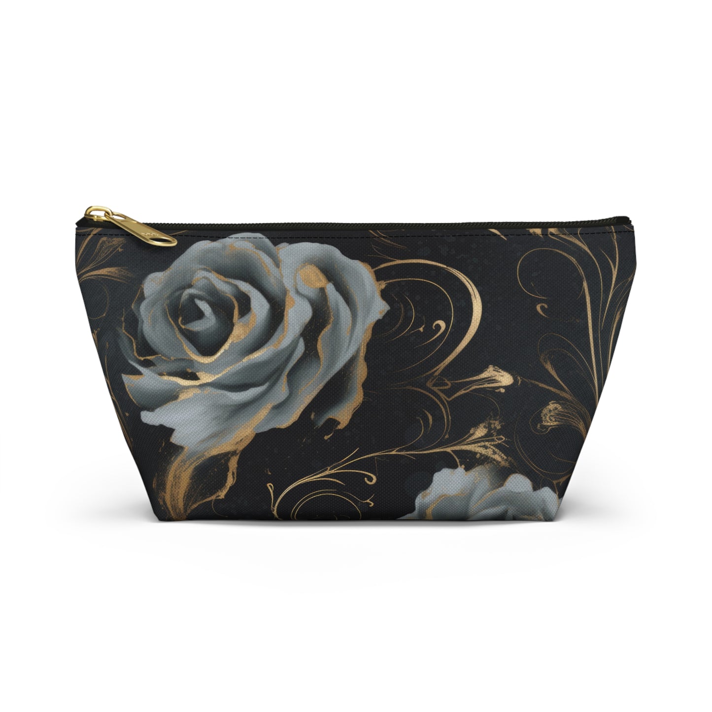 Black Blue Rose Accessory Pouch w T-bottom