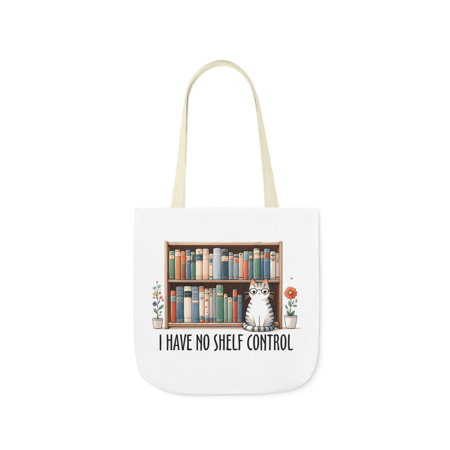 I Have No Shelf Control Cat Canvas Tote Bag, 3-Color Straps