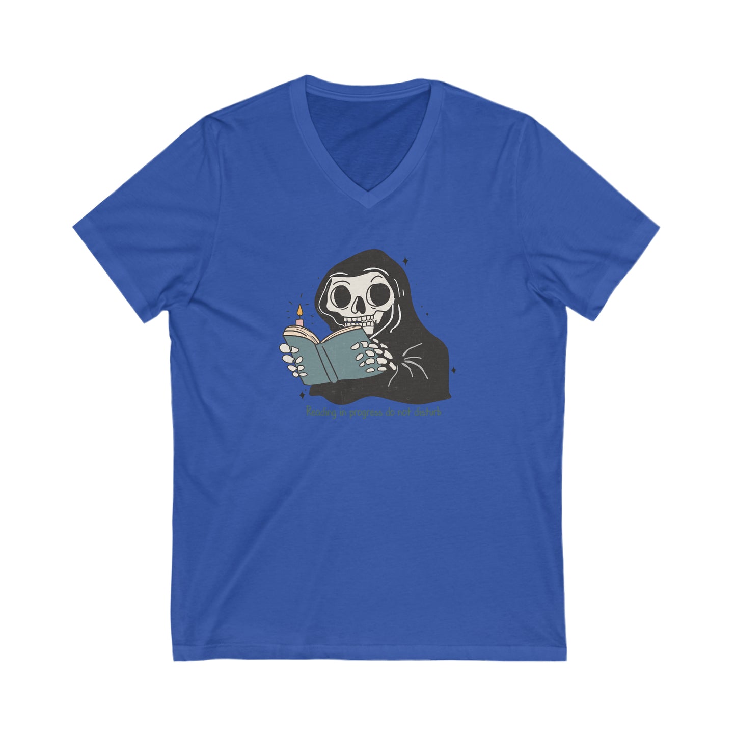 Reading In Progress Do Not Disturb Graphic Unisex Jersey Short Sleeve V-Neck Tee