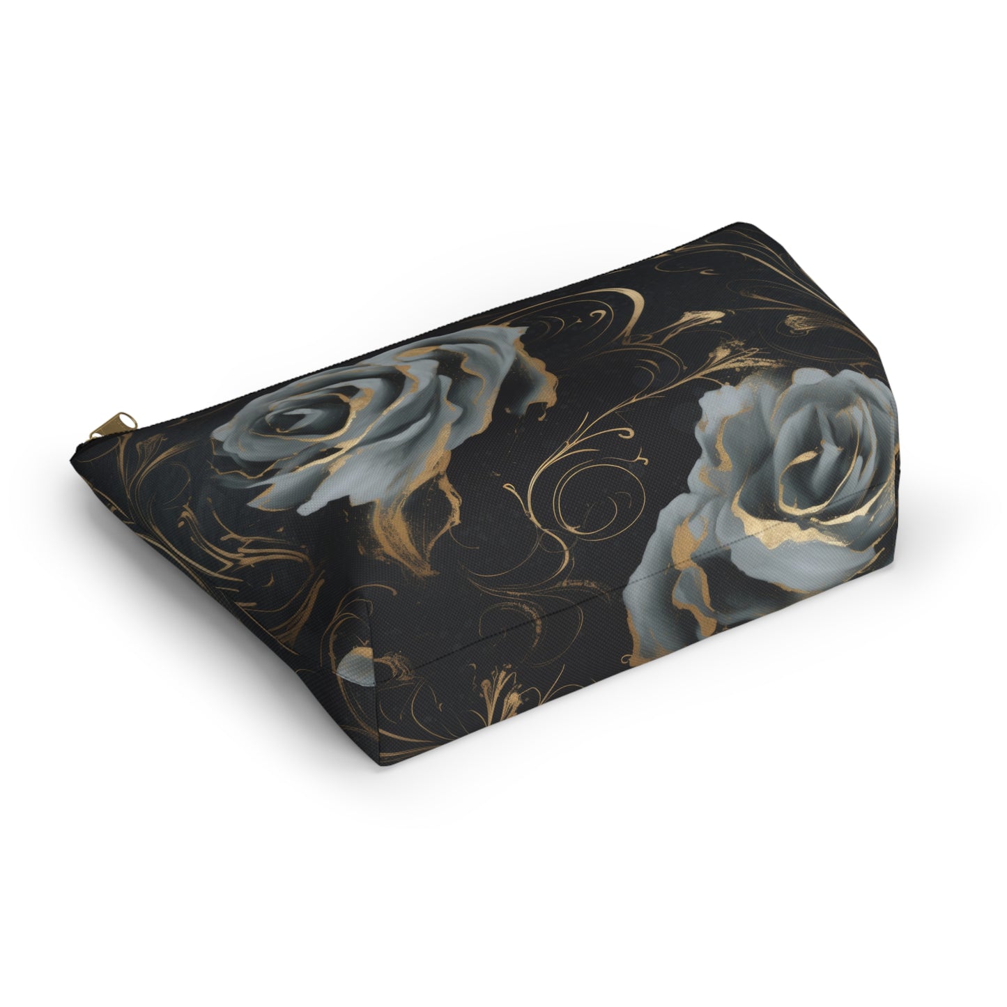 Black Blue Rose Accessory Pouch w T-bottom