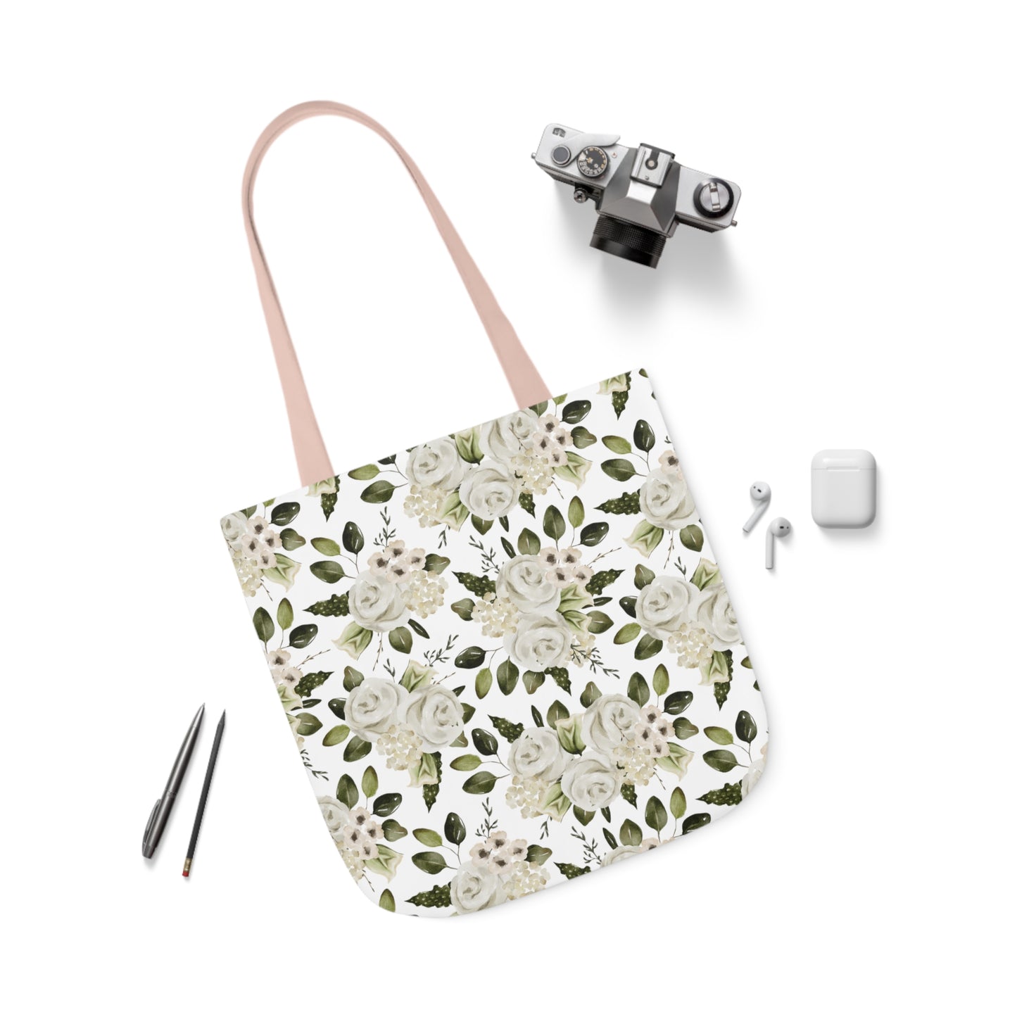 April Floral Canvas Tote Bag, 5-Color Straps