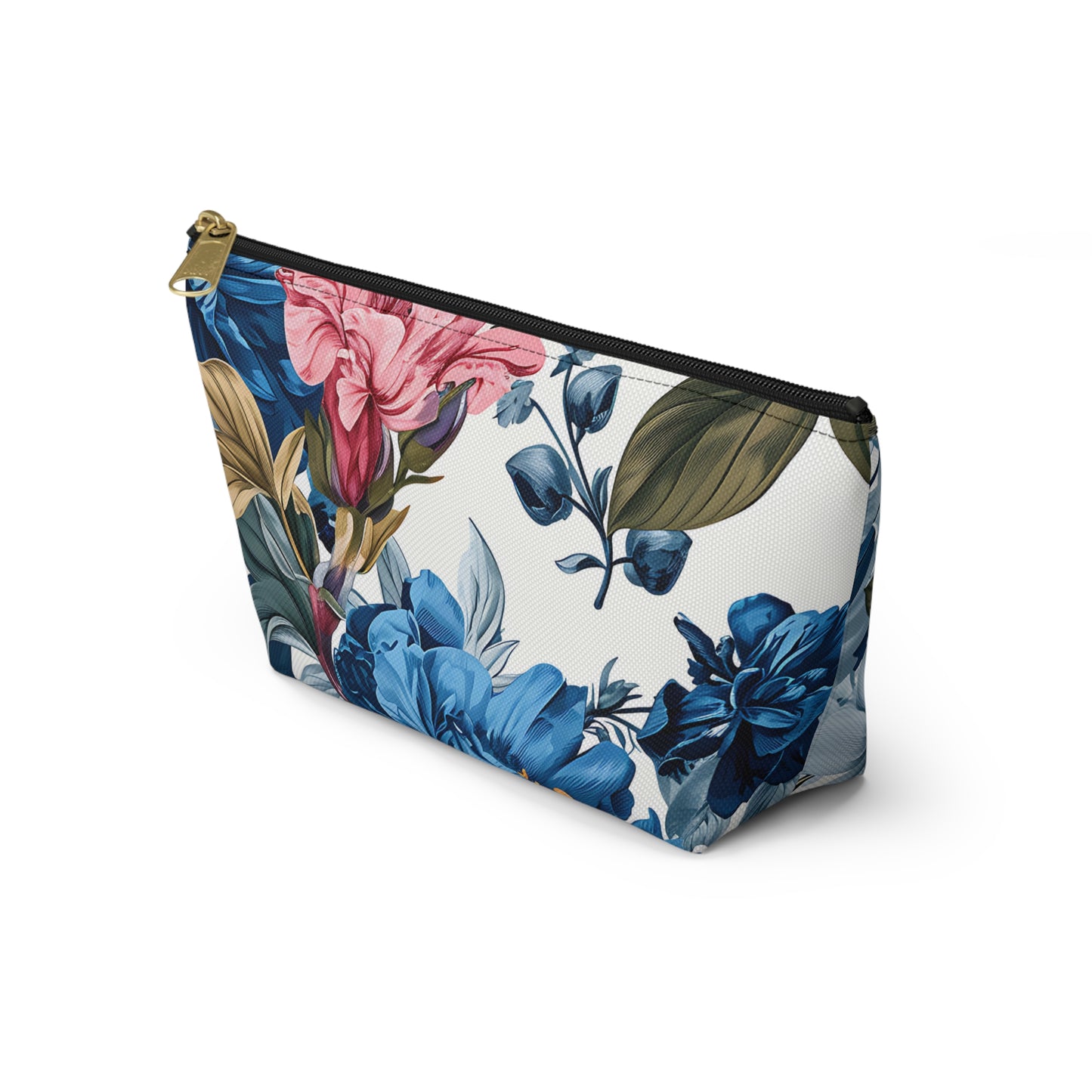 Tropical Floral Accessory Pouch w T-bottom