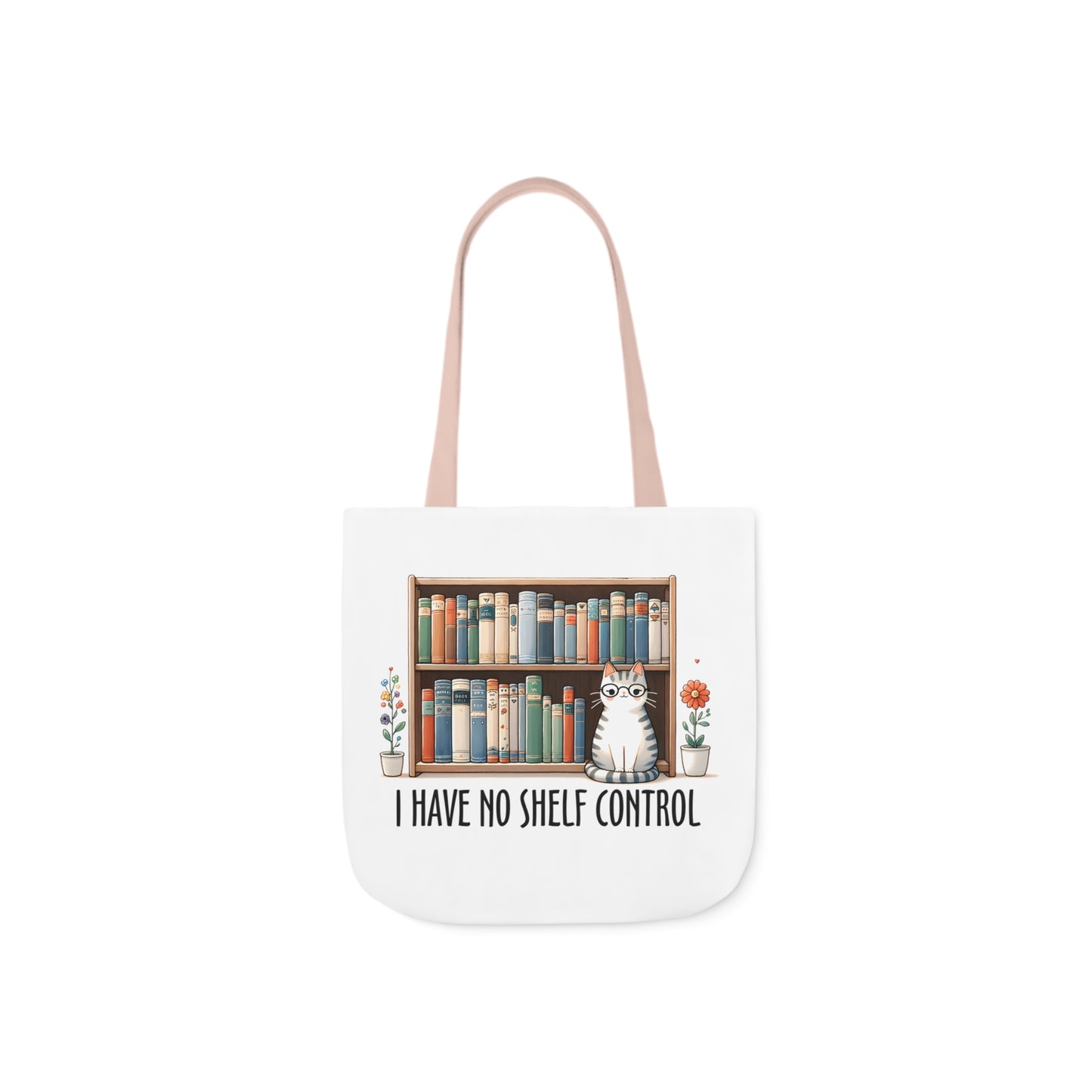 I Have No Shelf Control Cat Canvas Tote Bag, 3-Color Straps