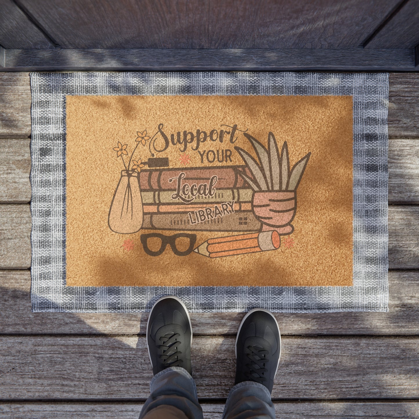 Support Your Local Library Doormat