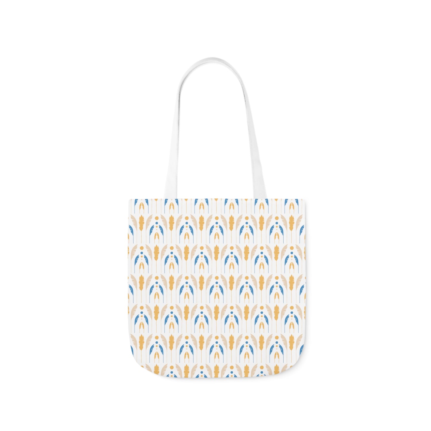 Yellow and Blue Fronds Canvas Tote Bag, 3-Color Straps