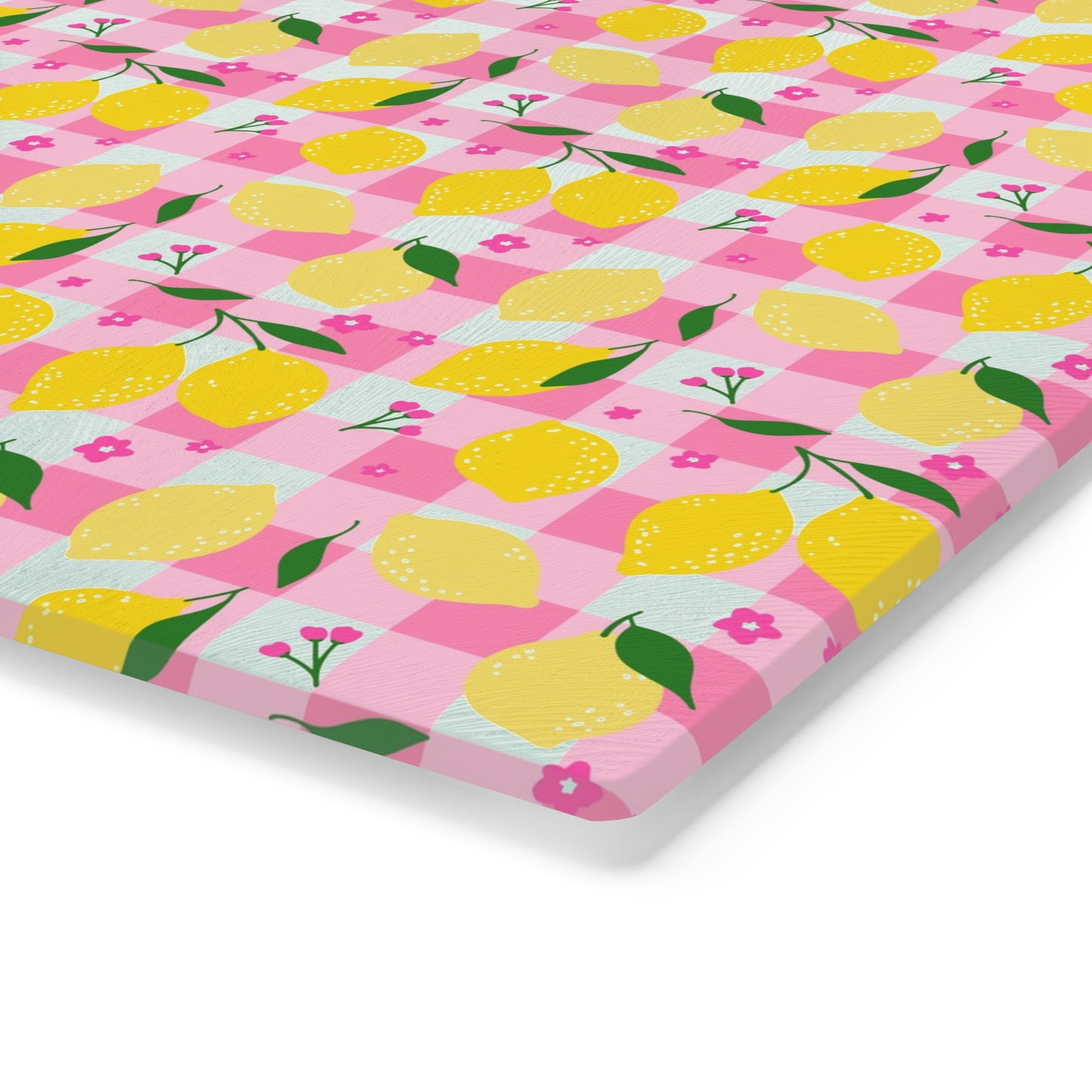 Pink Lemonade Plaid Cutting Board