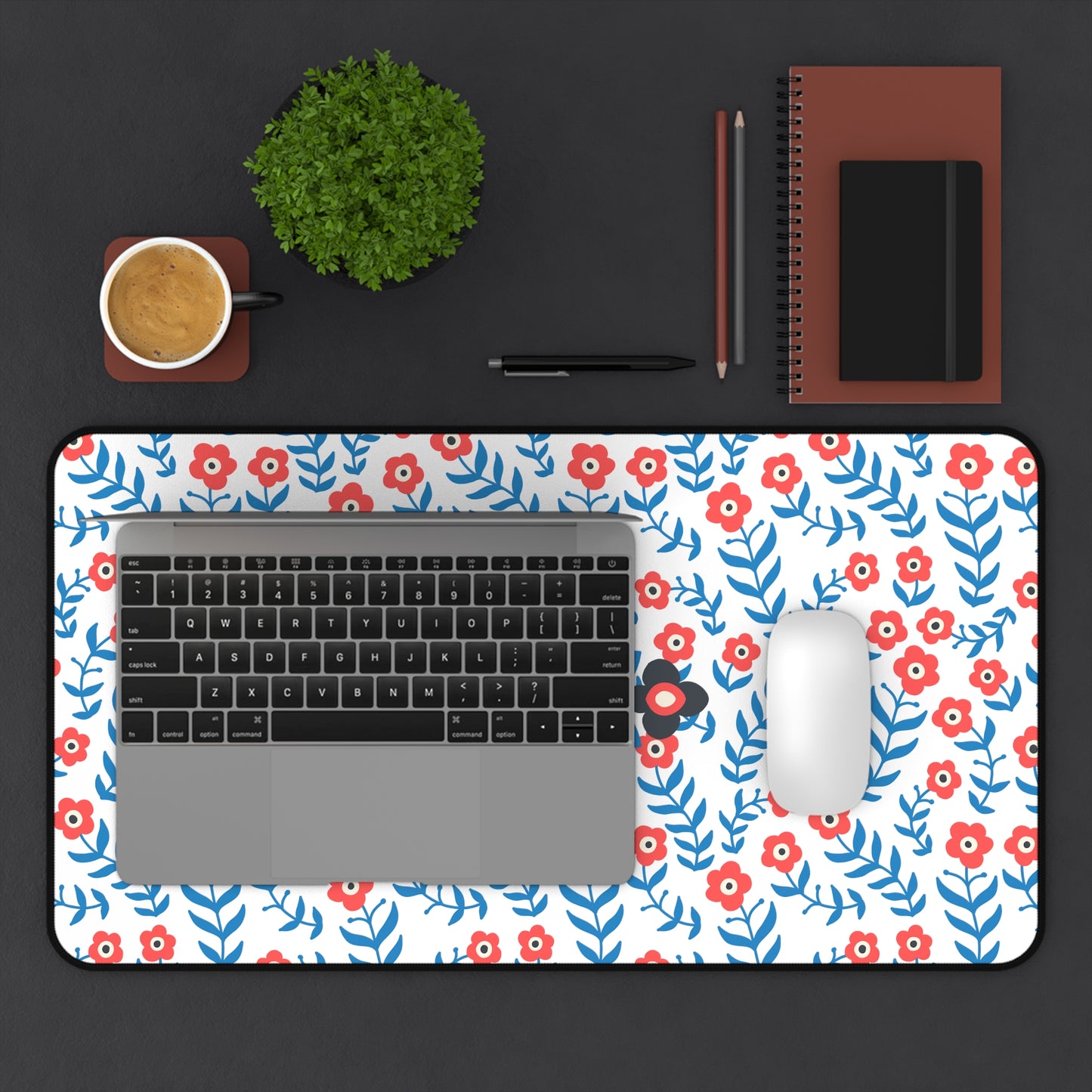 North Dreams Red Floral Desk Mat