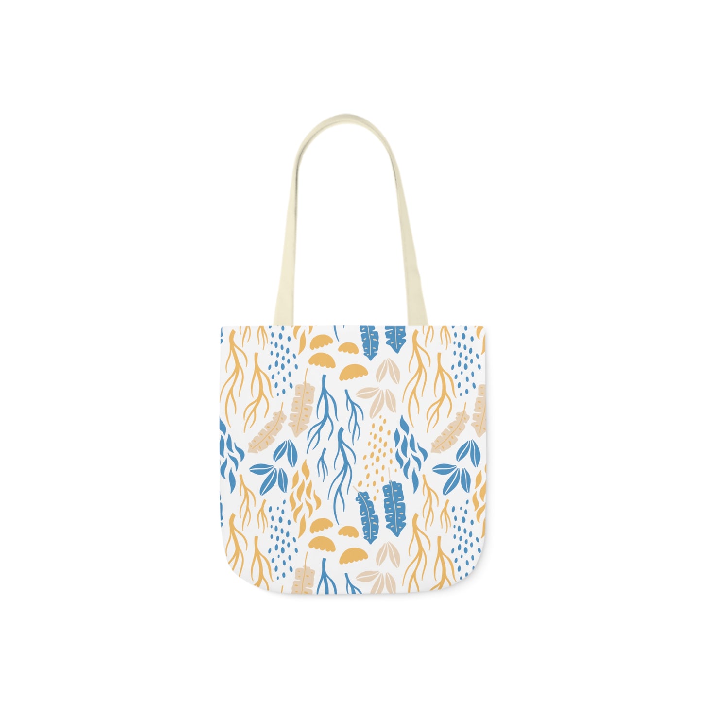 Yellow and Blue Coral Canvas Tote Bag, 3-Color Straps