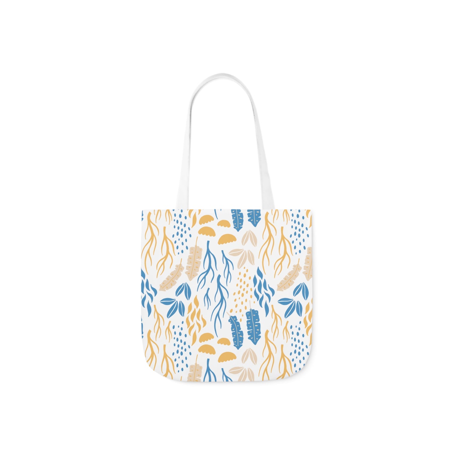 Yellow and Blue Coral Canvas Tote Bag, 3-Color Straps