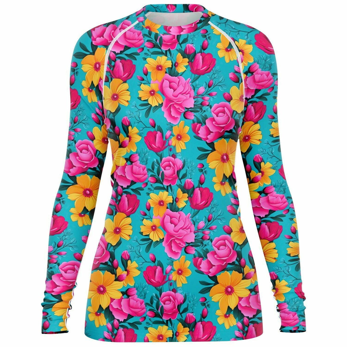 Bright Pink Floral Women's Rashguard