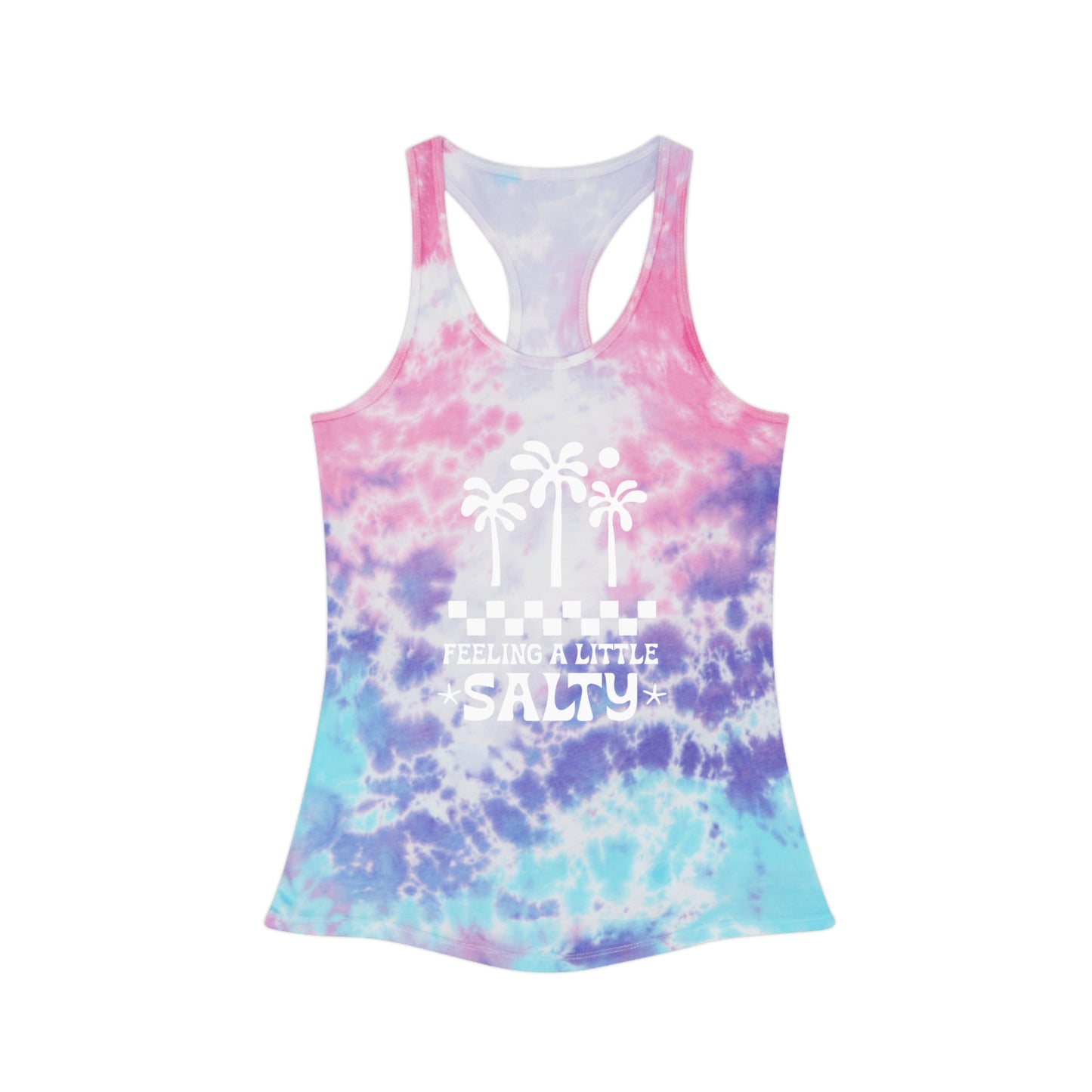 Feelin A Little Salty Tie White Dye Racerback Tank Top