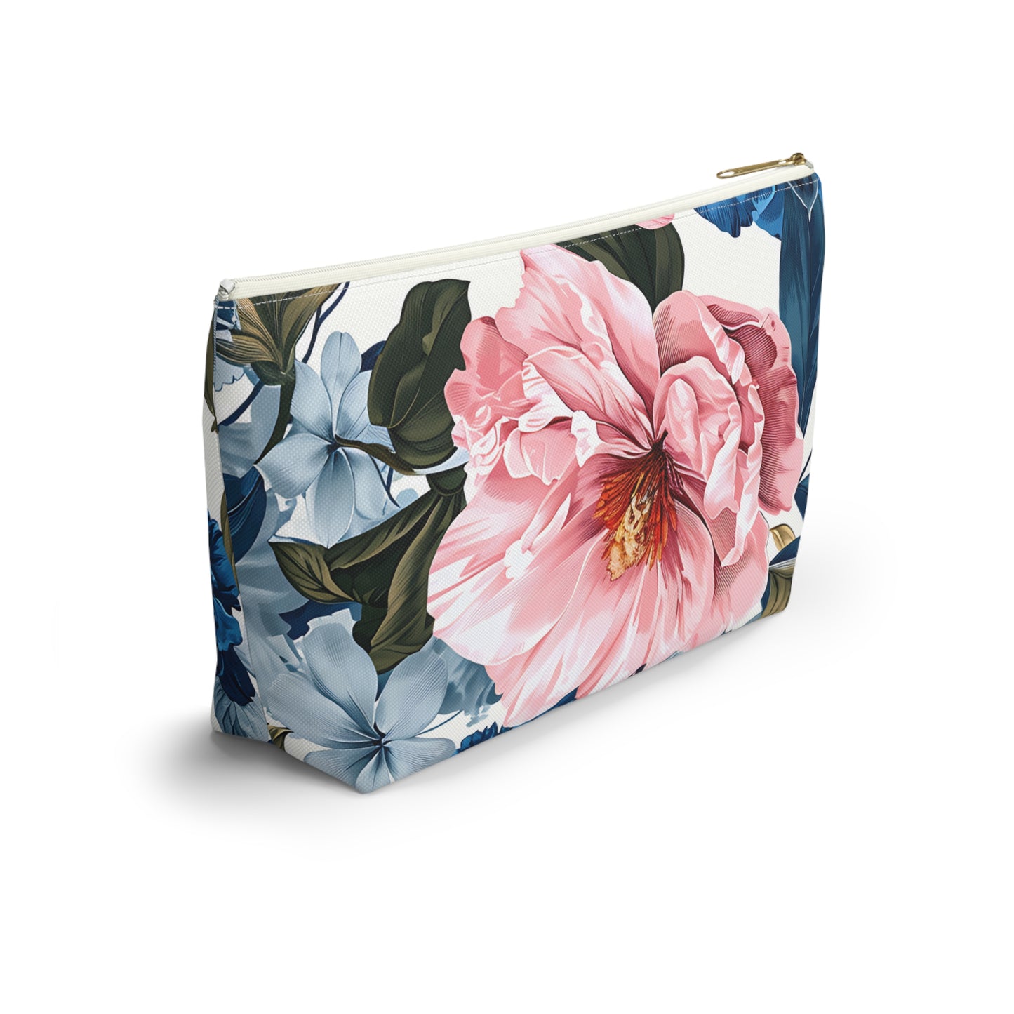 Tropical Floral Accessory Pouch w T-bottom