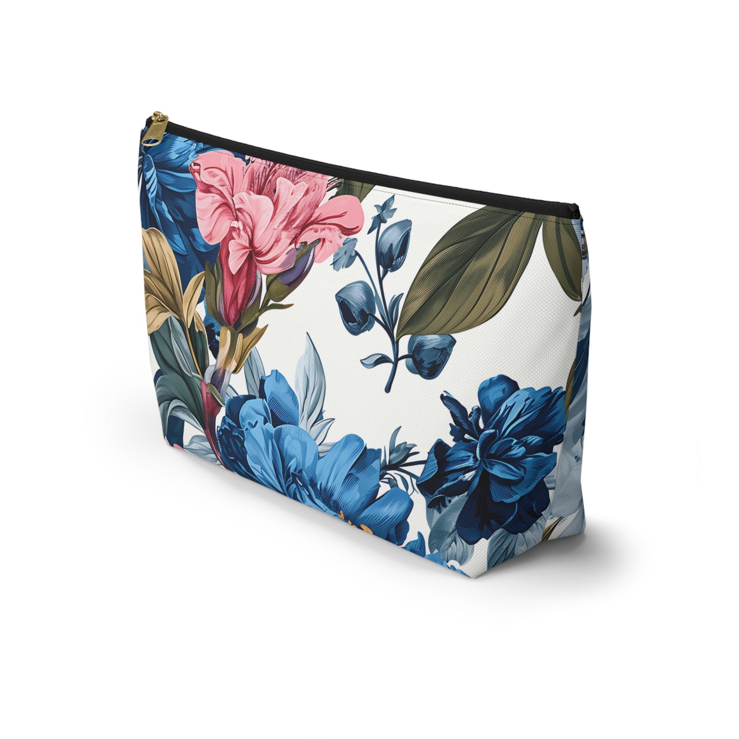 Tropical Floral Accessory Pouch w T-bottom