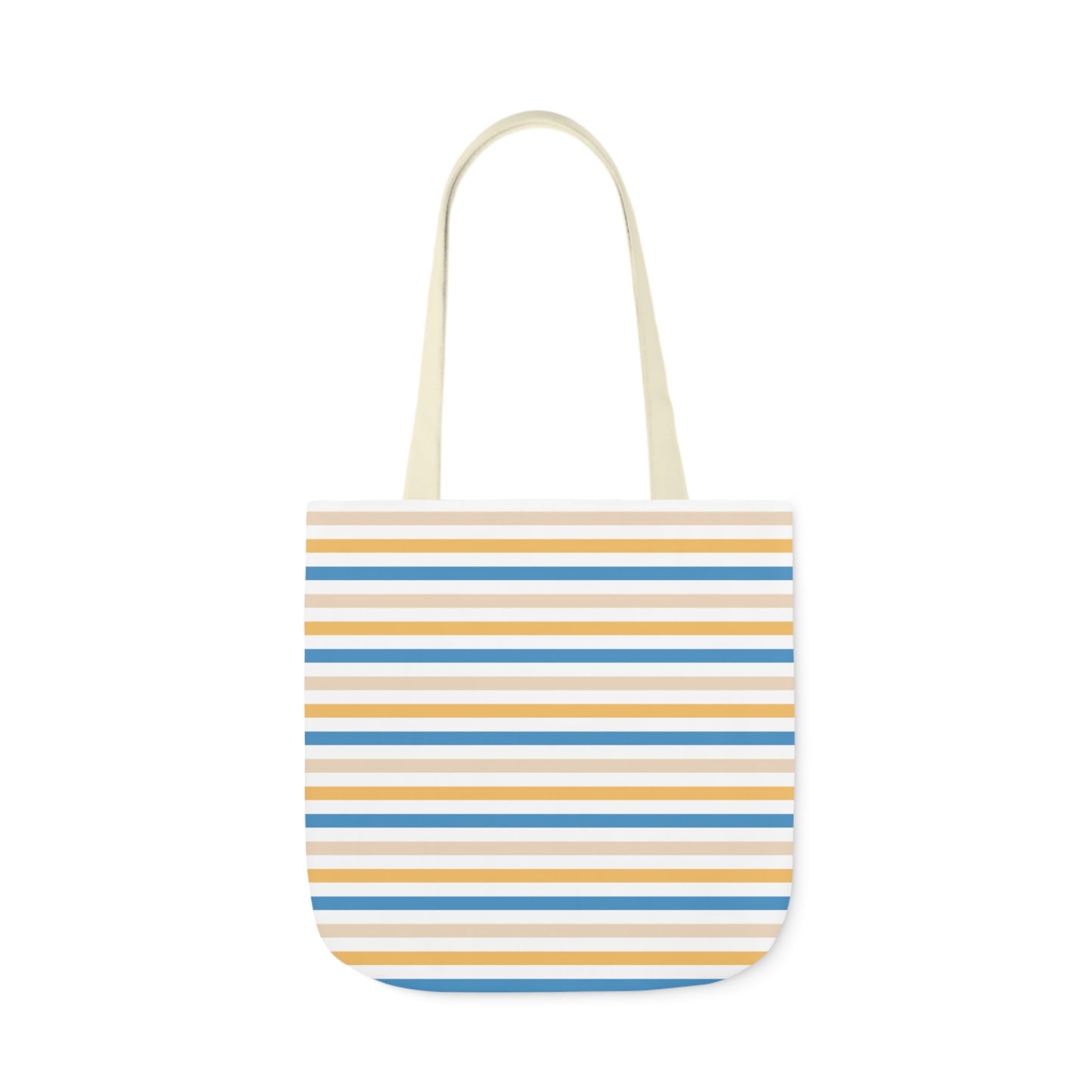 Yellow and Blue Stripe Canvas Tote Bag, 3-Color Straps