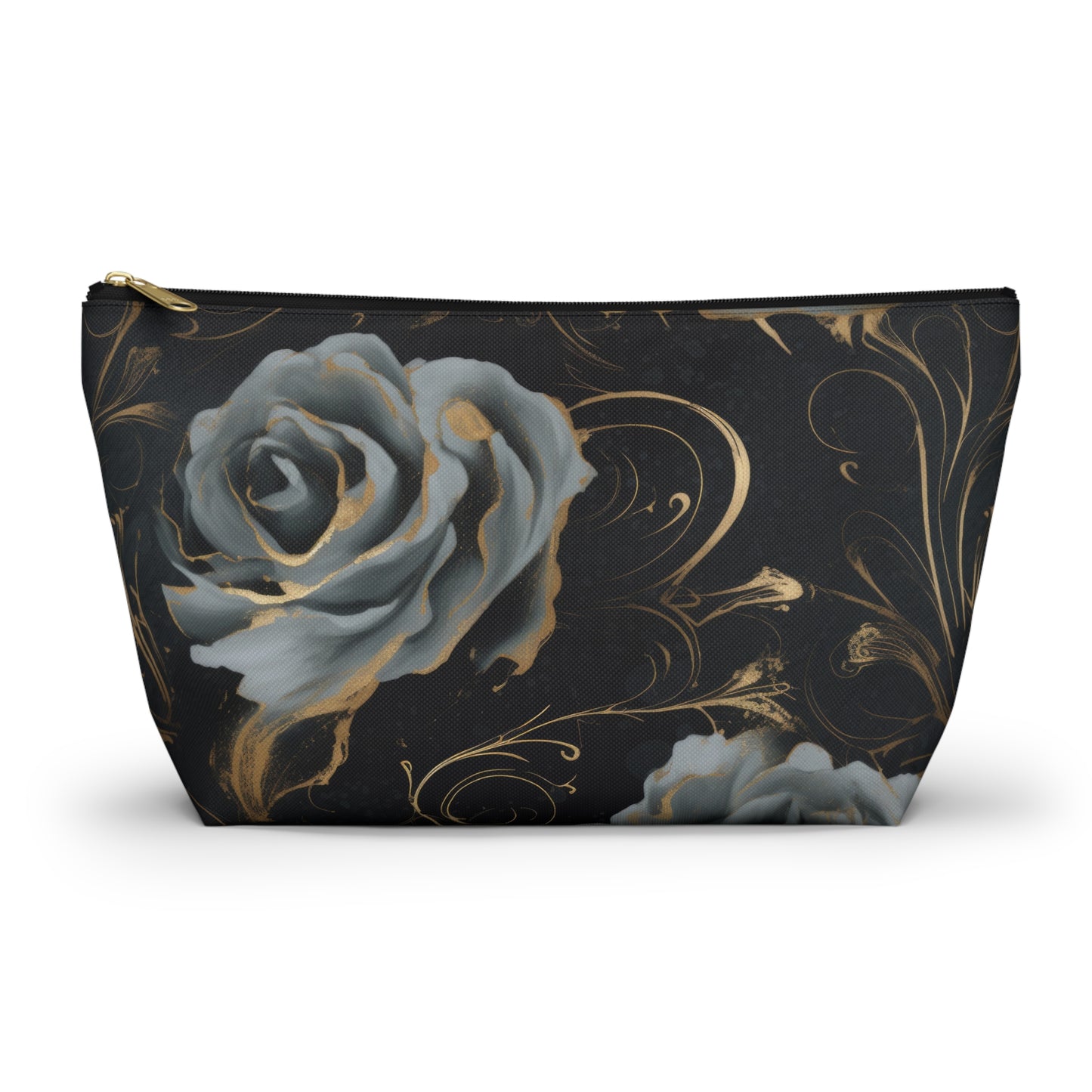 Black Blue Rose Accessory Pouch w T-bottom