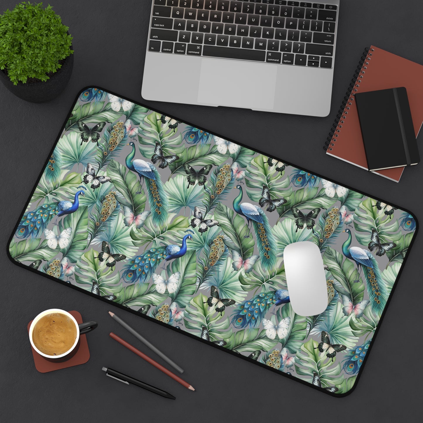 Tropical Peacock Desk Mat