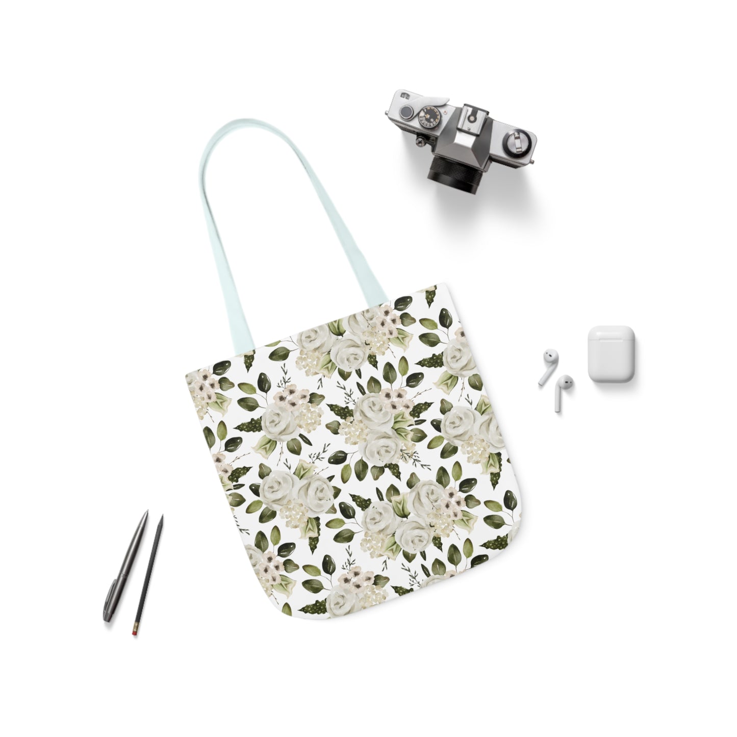 April Floral Canvas Tote Bag, 5-Color Straps