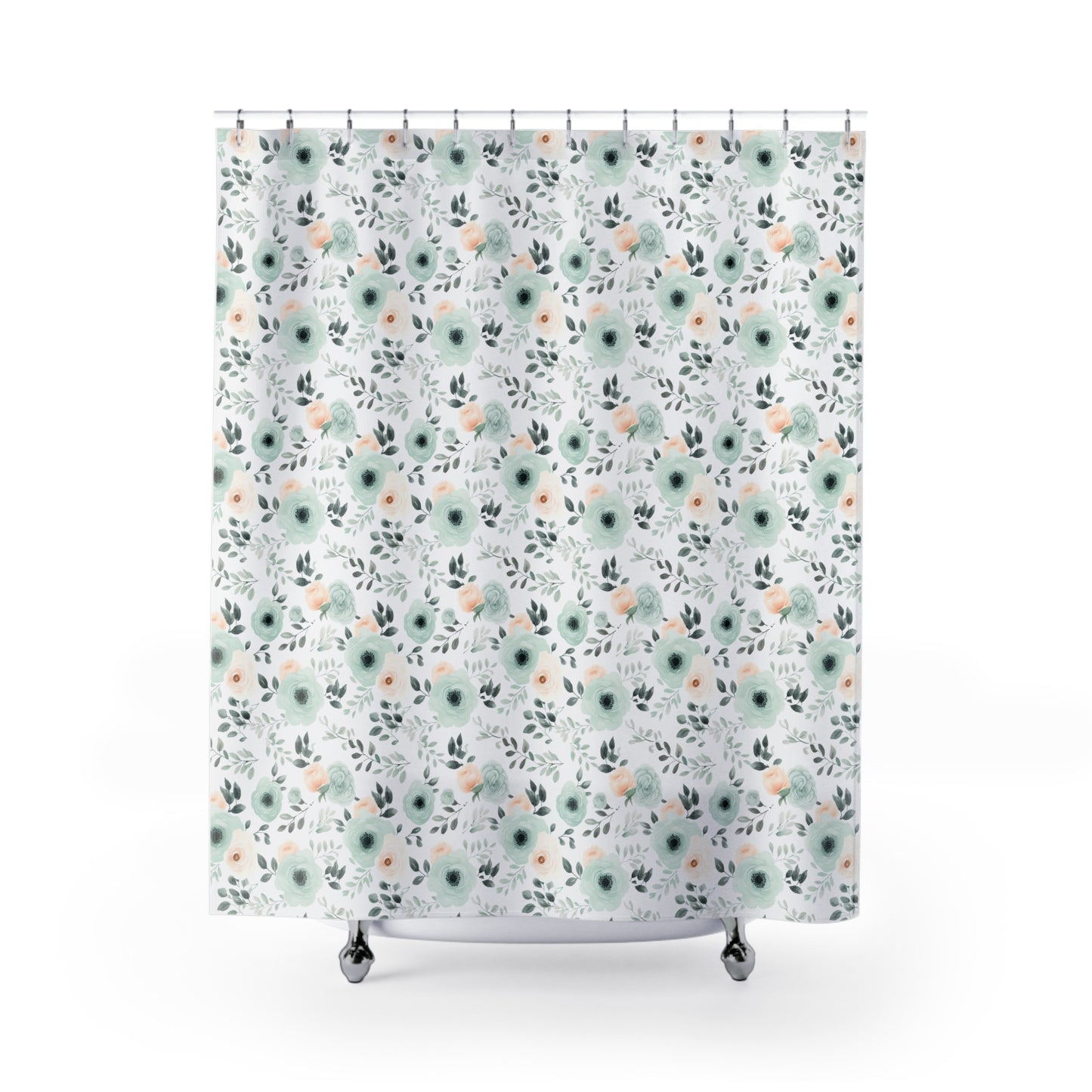 Mint Floral Shower Curtains