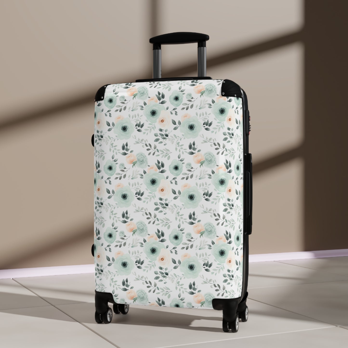 Mint Floral Suitcase