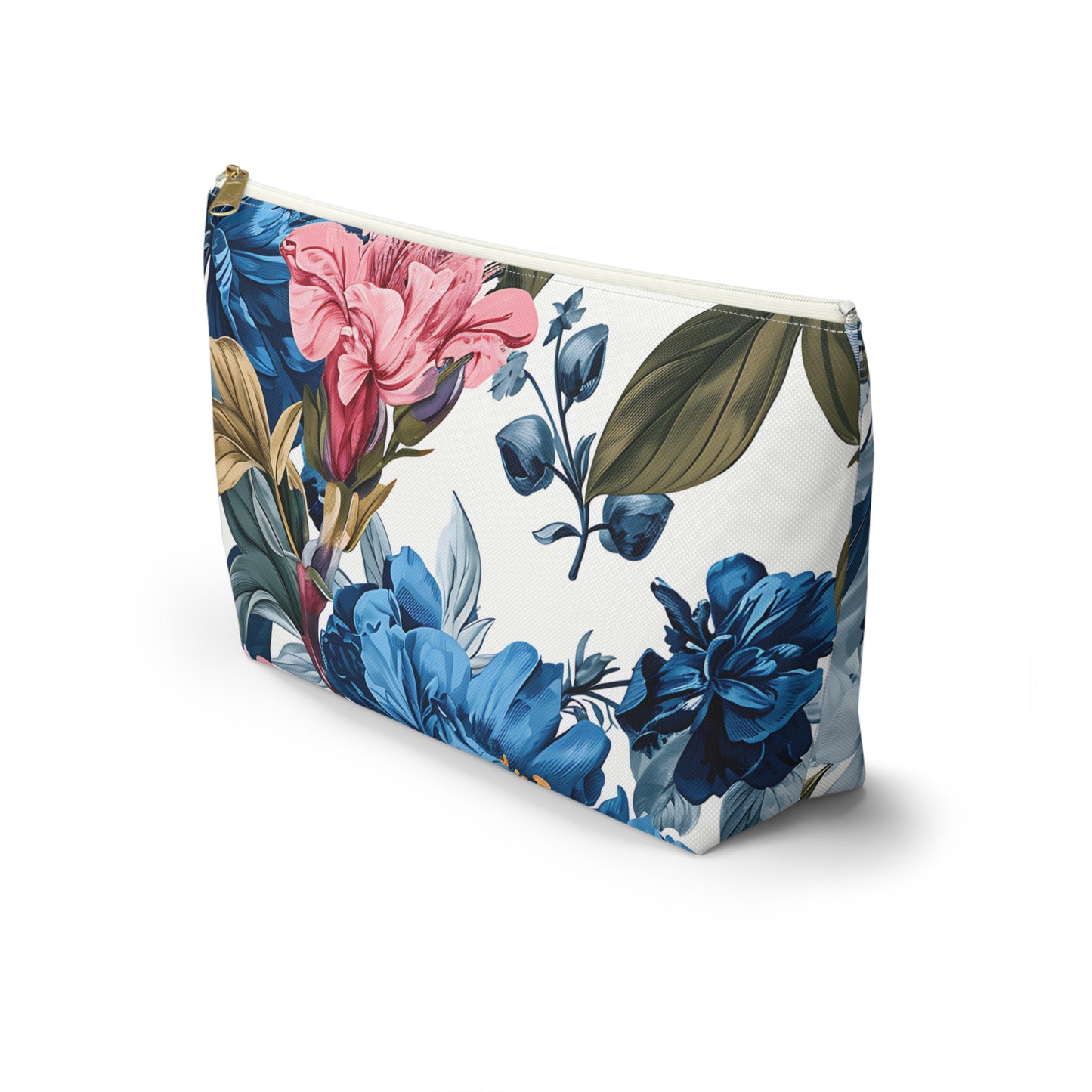 Tropical Floral Accessory Pouch w T-bottom