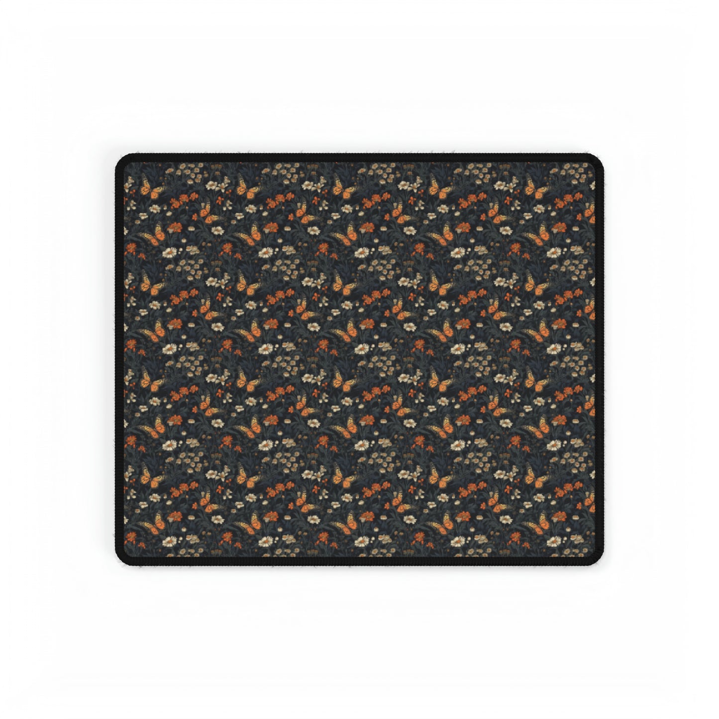 Dark Monarch Butterfly Floral Desk Mat