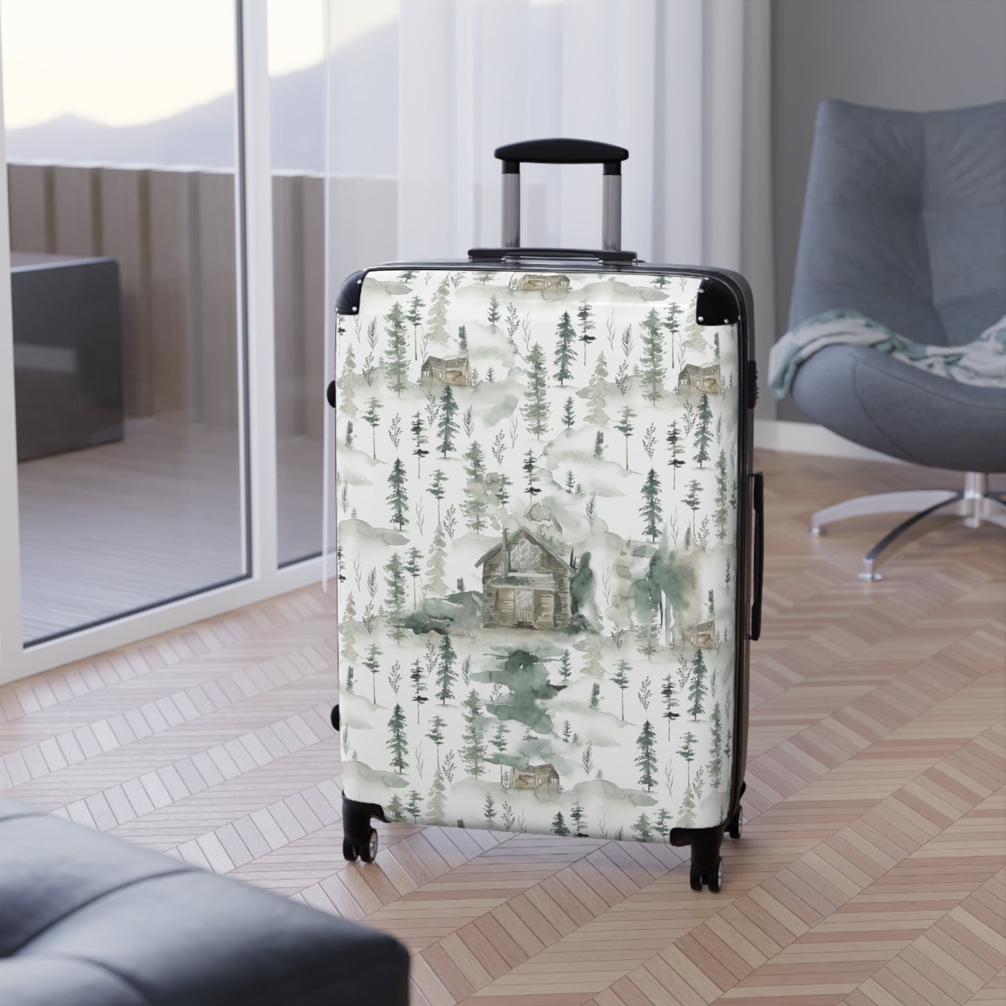 Green Woodland Mountain Suitcase