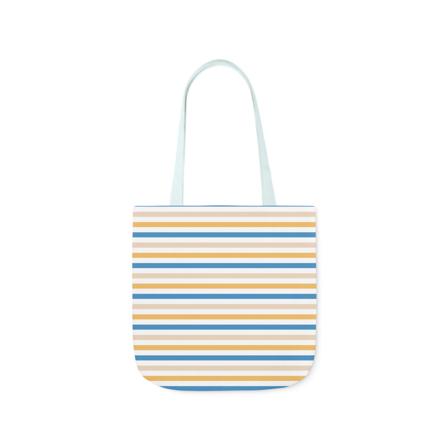 Yellow and Blue Stripe Canvas Tote Bag, 3-Color Straps