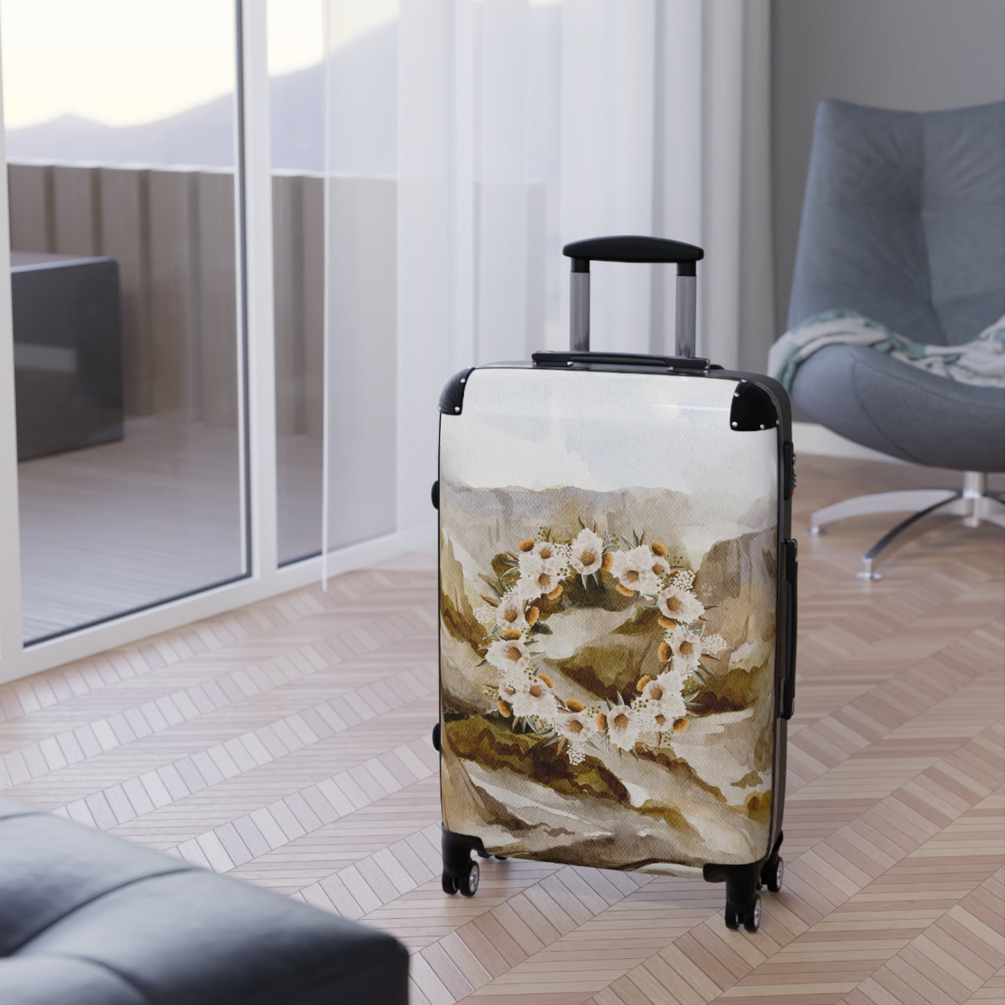 March Landscape Floral Suitcase