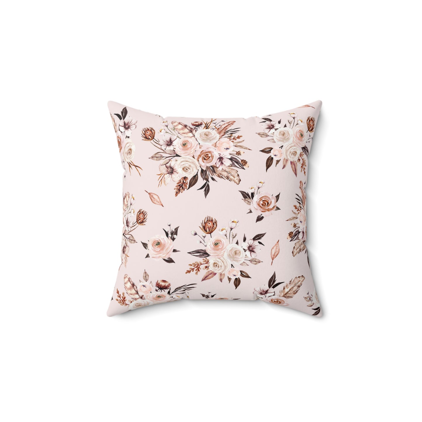 Pink Floral Spun Polyester Square Pillow