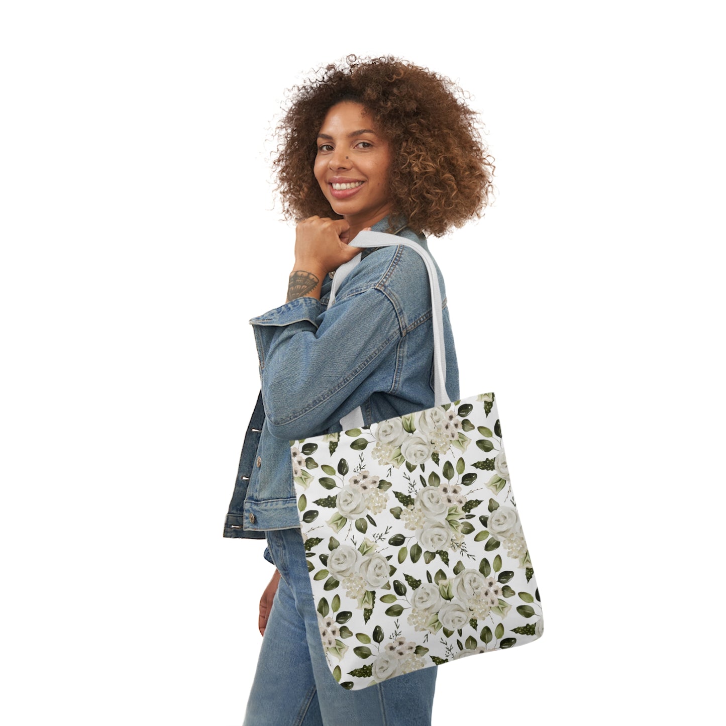 April Floral Canvas Tote Bag, 5-Color Straps