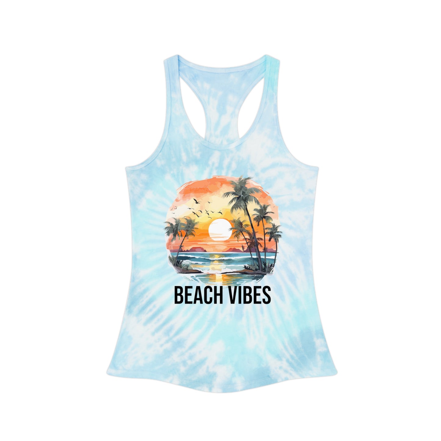 Beach Vibes Sunset Tie Dye Racerback Tank Top