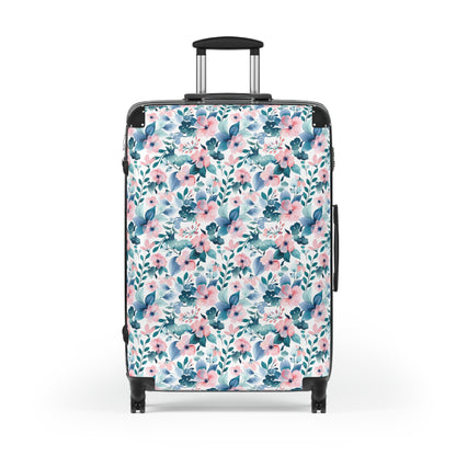 Pink and Teal Floral Suitcase