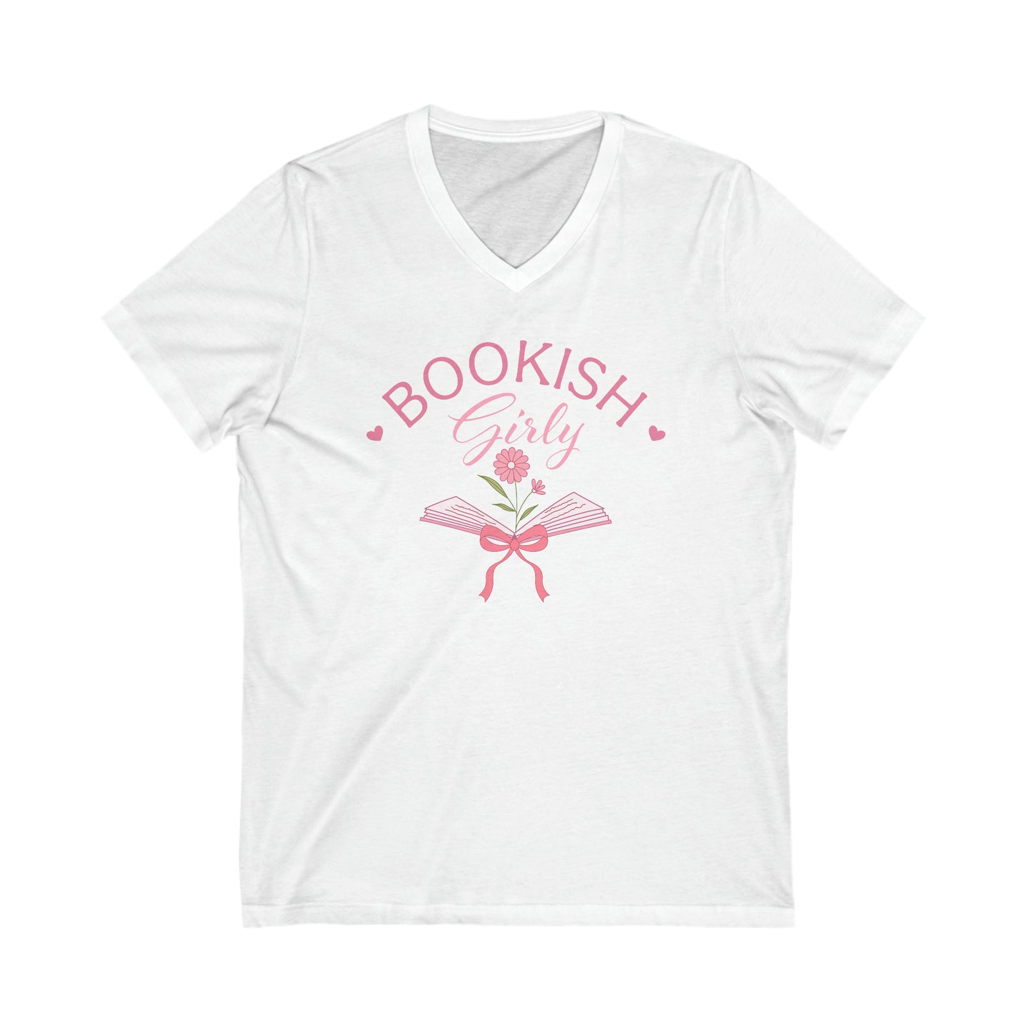 Bookish Girly Unisex Jersey Short Sleeve V-Neck Tee