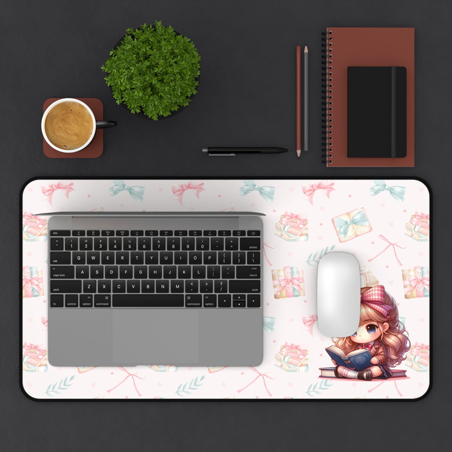 Cute Girl Reading Desk Mat