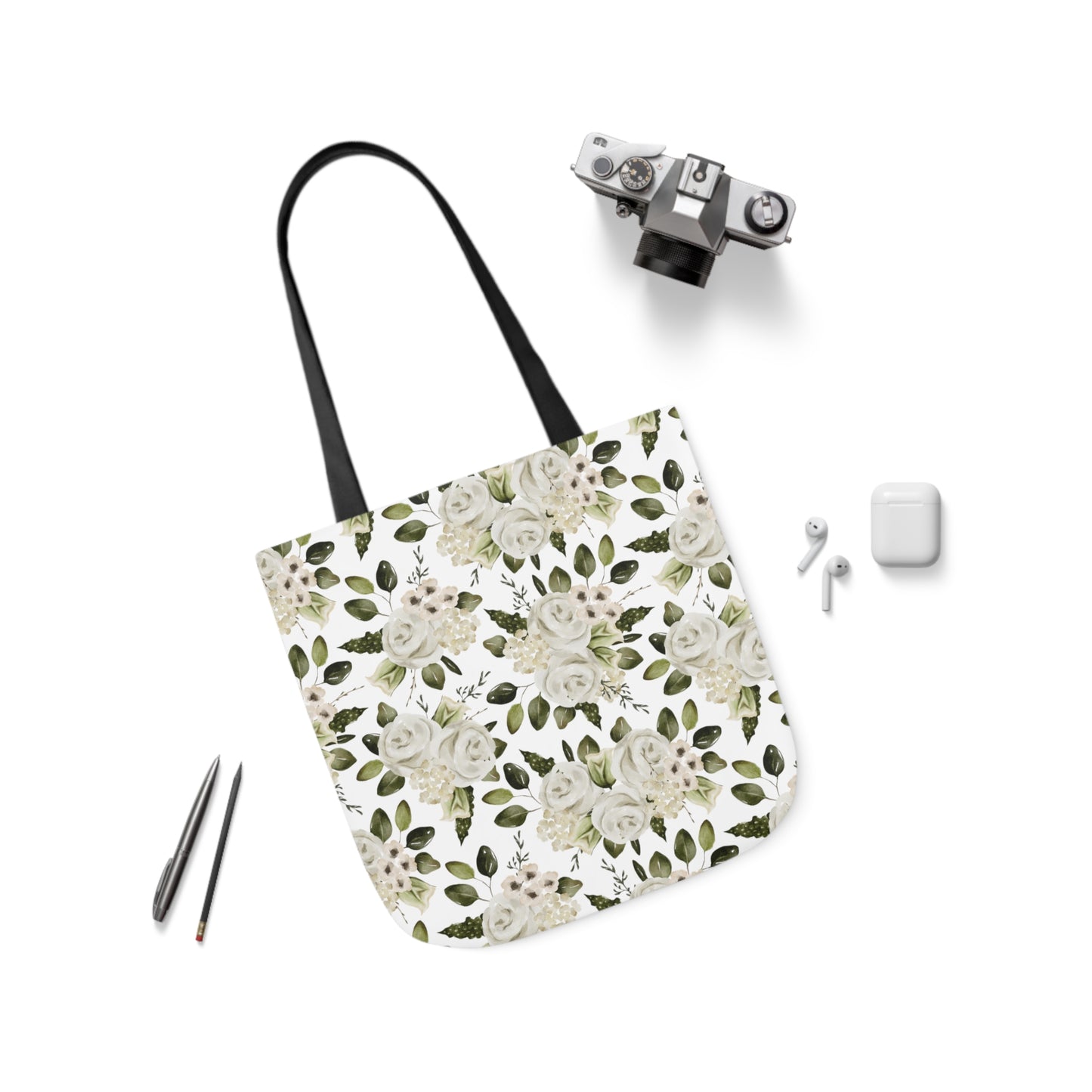 April Floral Canvas Tote Bag, 5-Color Straps