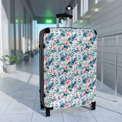 Pink and Teal Floral Suitcase