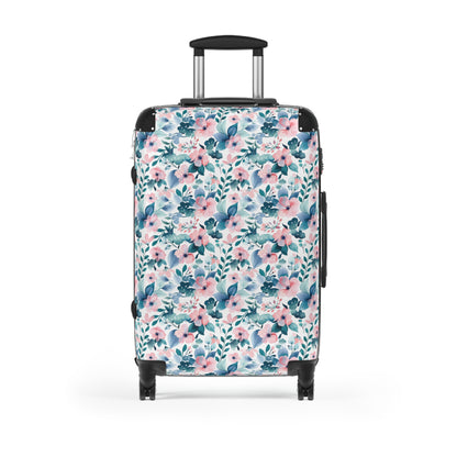 Pink and Teal Floral Suitcase