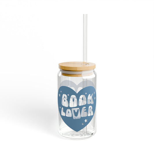 Book Lover BlueHeart Sipper Glass, 16oz