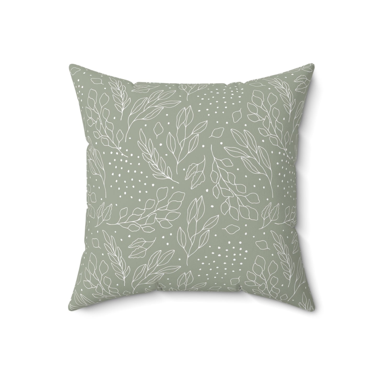 Green Floral Accent Spun Polyester Square Pillow