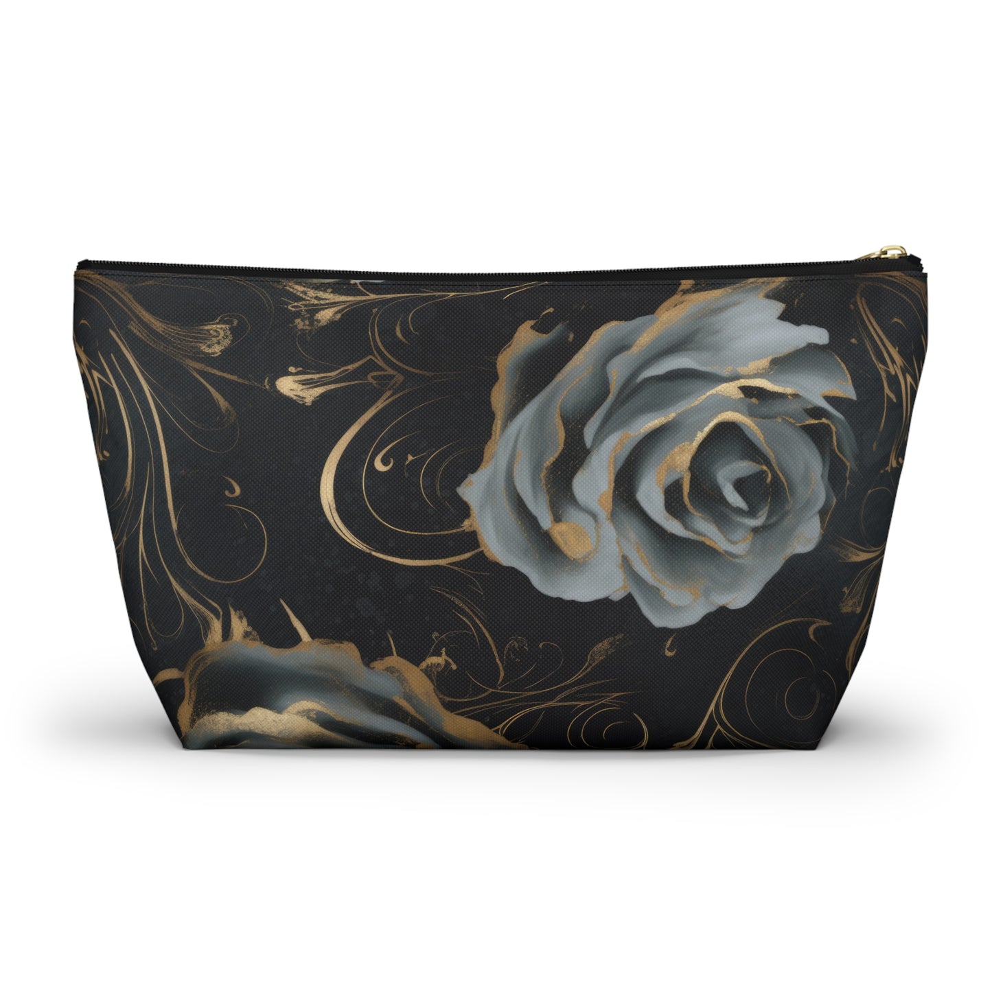 Black Blue Rose Accessory Pouch w T-bottom