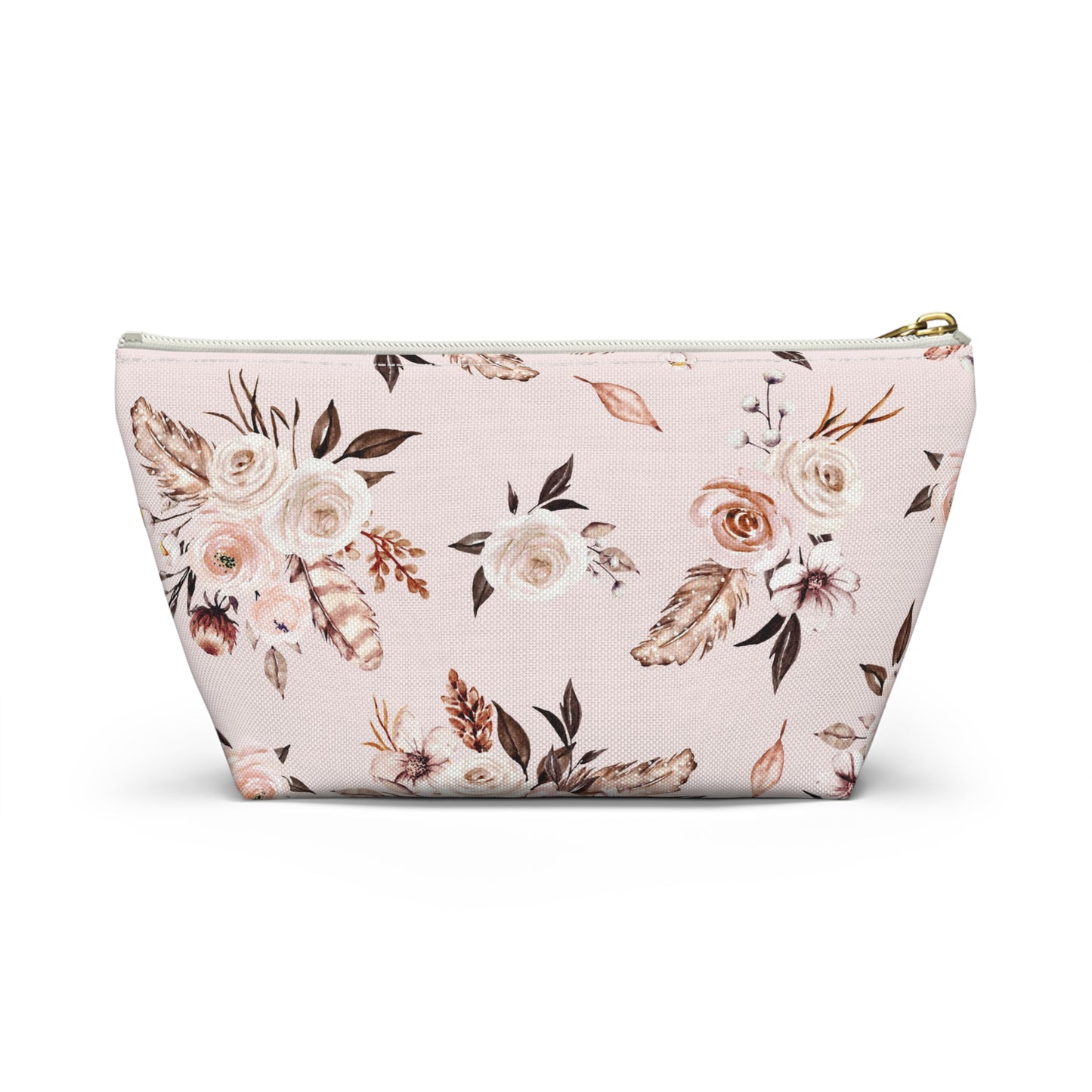 Pink Floral Accessory Pouch w T-bottom