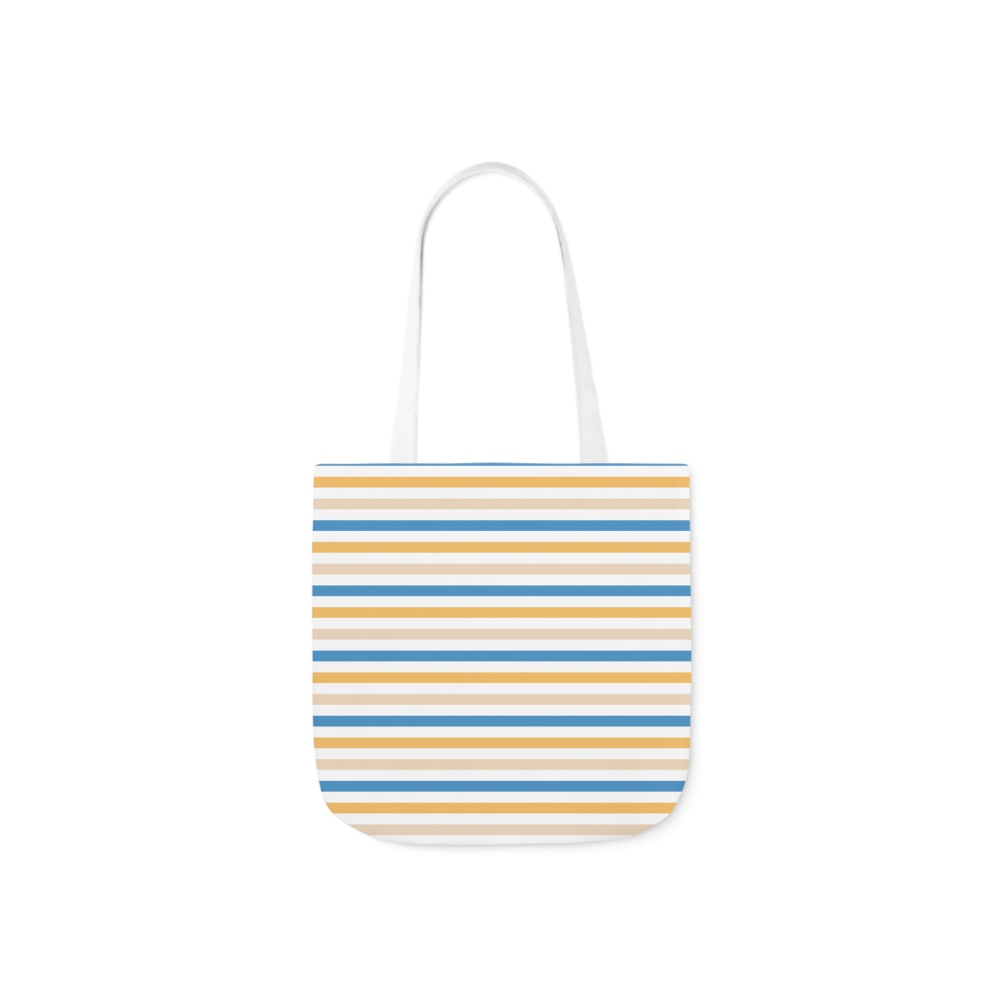 Yellow and Blue Stripe Canvas Tote Bag, 3-Color Straps