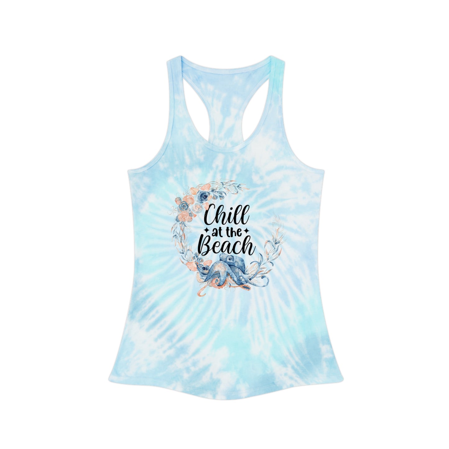 Chill at the Beach Octopus Flower Tie Dye Racerback Tank Top