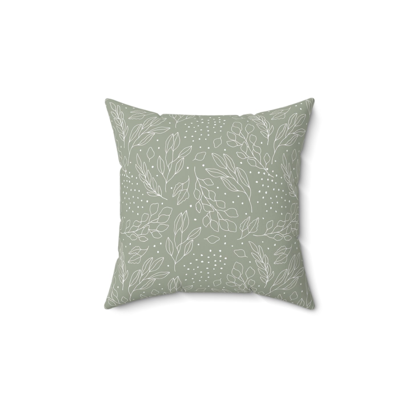 Green Floral Accent Spun Polyester Square Pillow