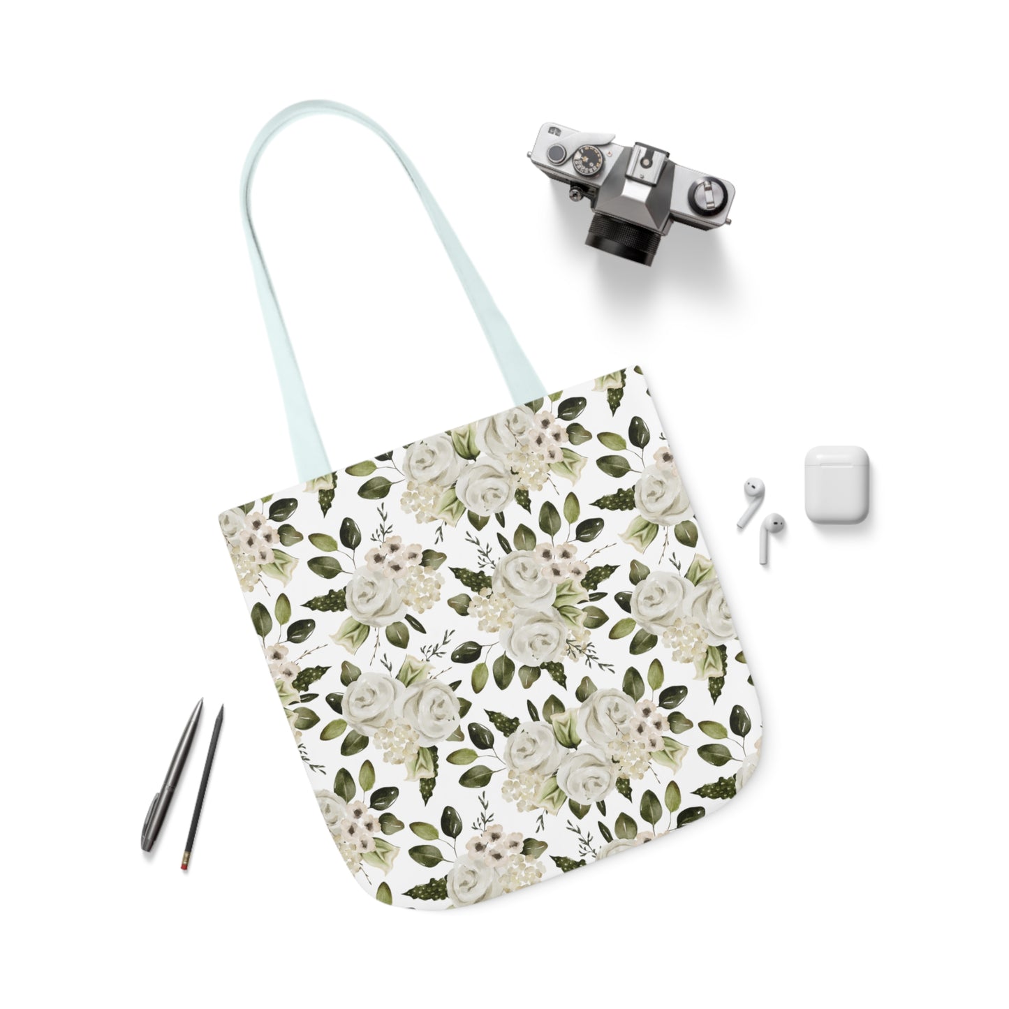 April Floral Canvas Tote Bag, 5-Color Straps