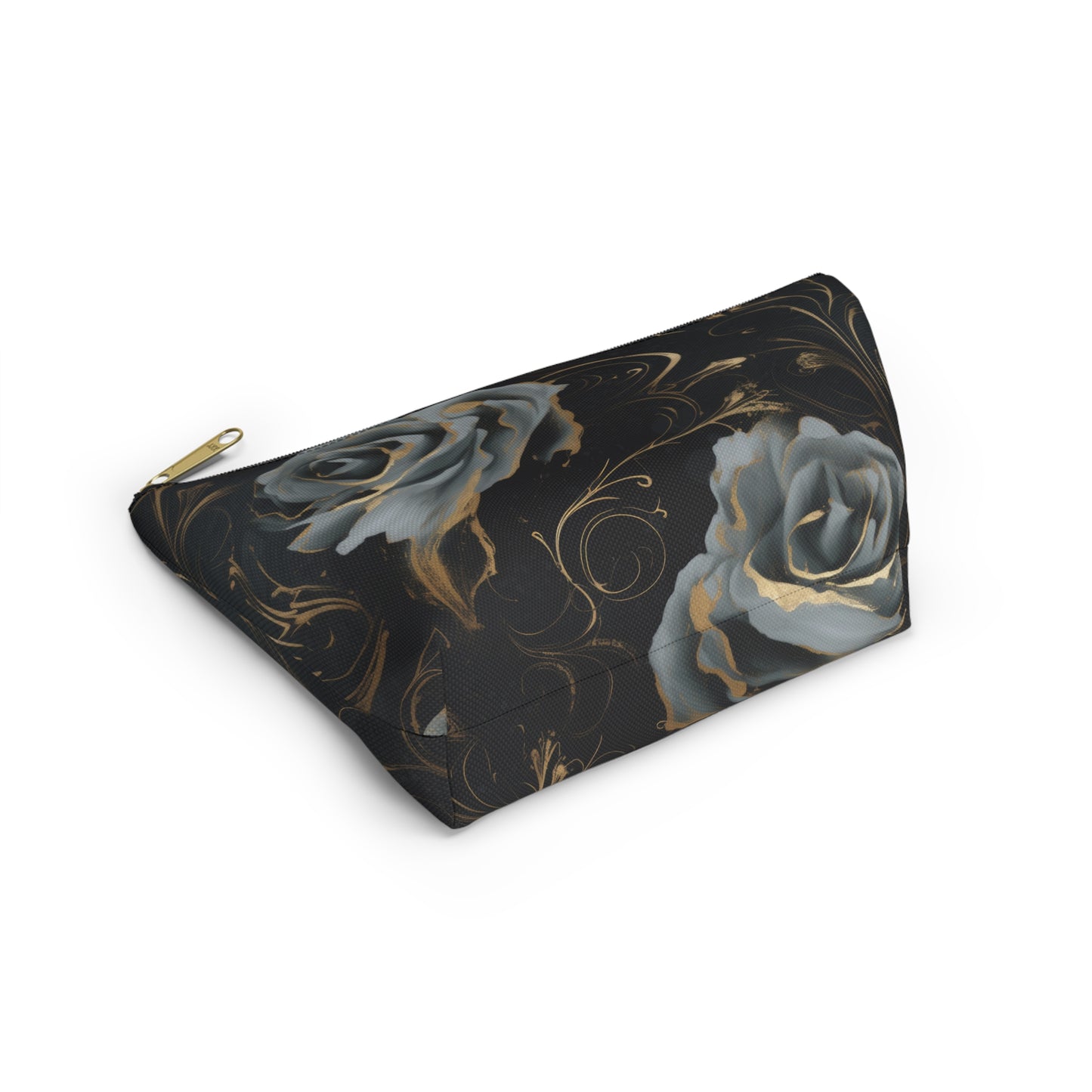 Black Blue Rose Accessory Pouch w T-bottom