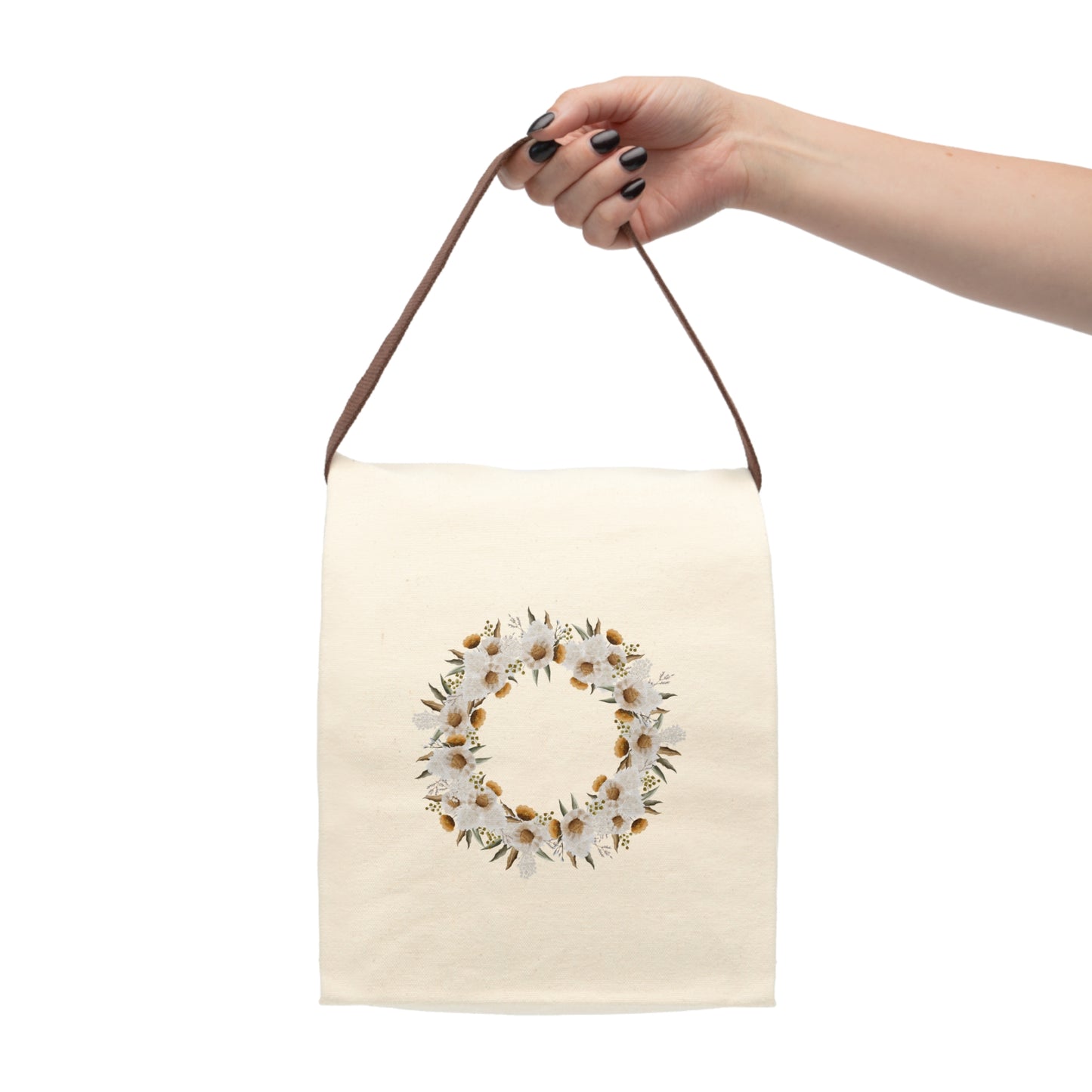 March Floral Canvas Lunch Bag With Strap