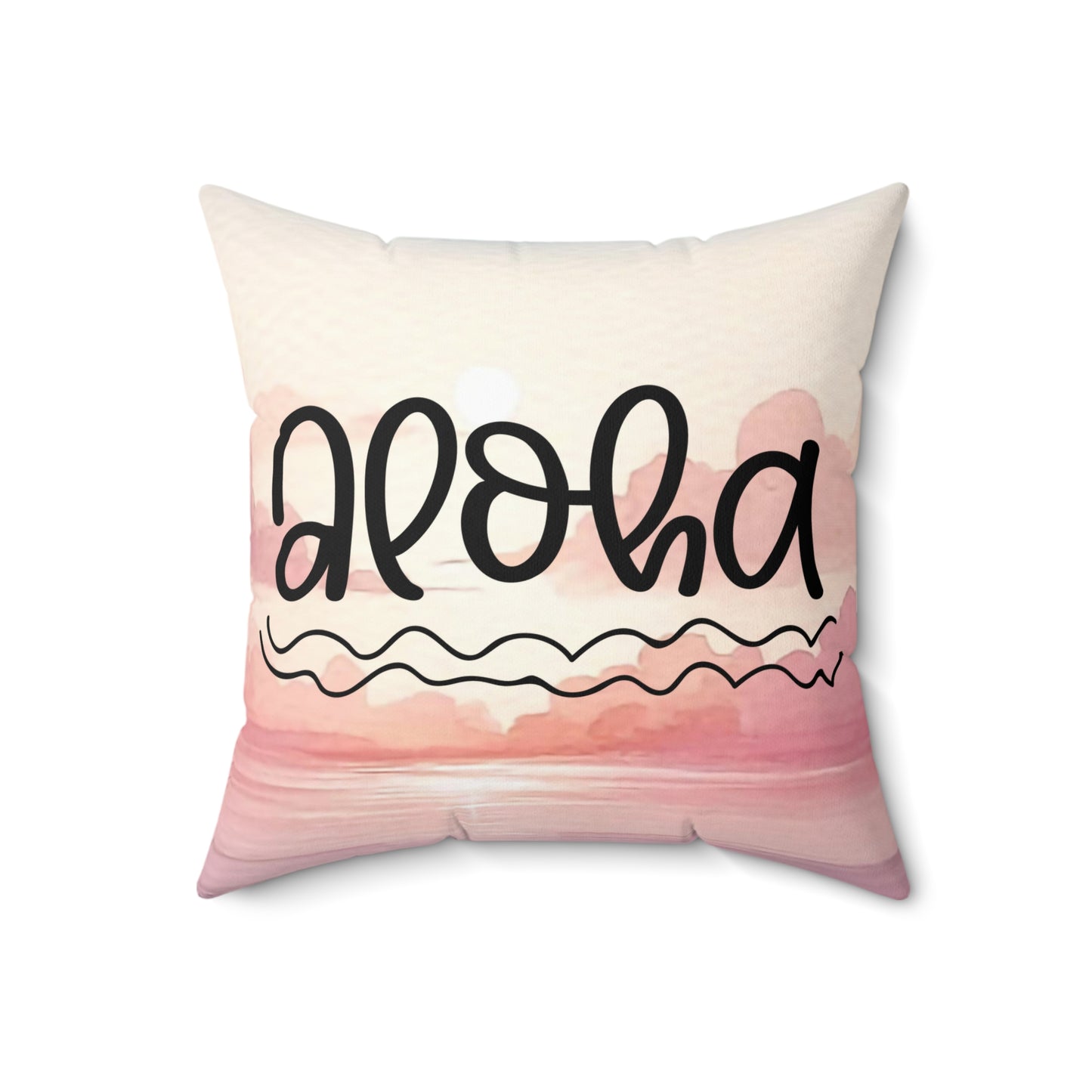 Pink and Coral Aloha Sunset Accent Spun Polyester Square Pillow