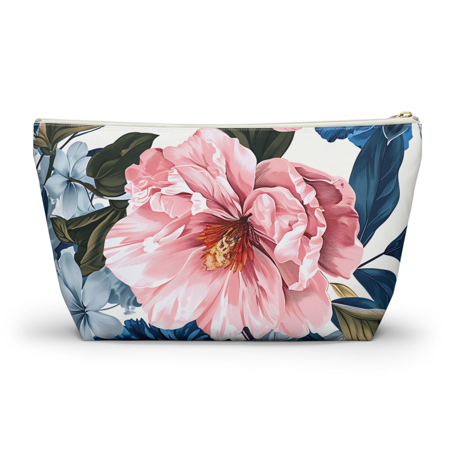 Tropical Floral Accessory Pouch w T-bottom